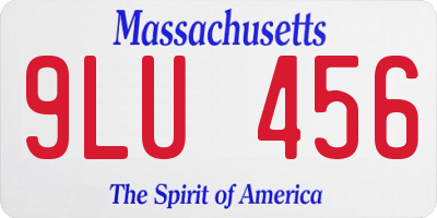 MA license plate 9LU456