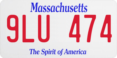 MA license plate 9LU474