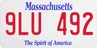 MA license plate 9LU492