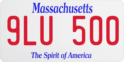 MA license plate 9LU500
