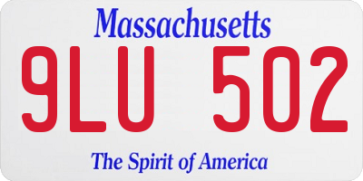 MA license plate 9LU502