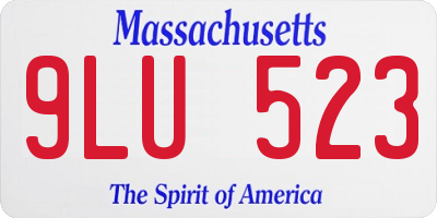 MA license plate 9LU523