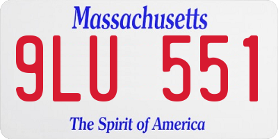 MA license plate 9LU551