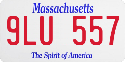 MA license plate 9LU557