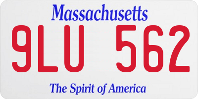 MA license plate 9LU562