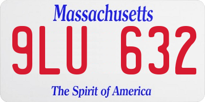 MA license plate 9LU632