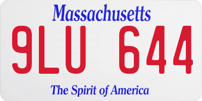 MA license plate 9LU644