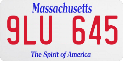 MA license plate 9LU645