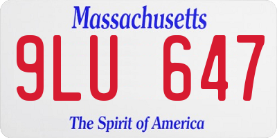 MA license plate 9LU647