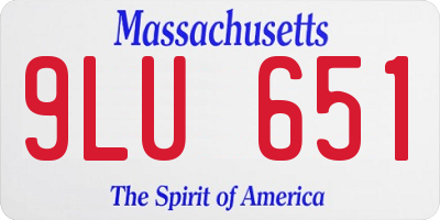 MA license plate 9LU651