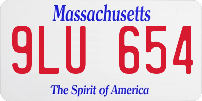MA license plate 9LU654
