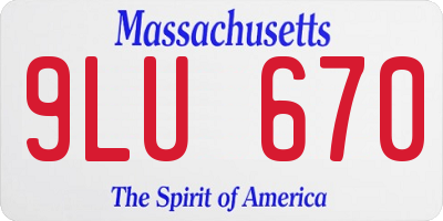 MA license plate 9LU670