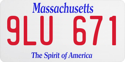 MA license plate 9LU671