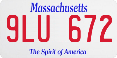MA license plate 9LU672