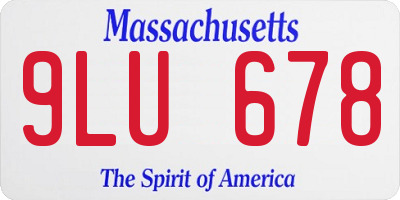 MA license plate 9LU678