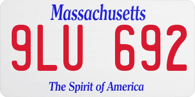 MA license plate 9LU692
