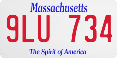 MA license plate 9LU734