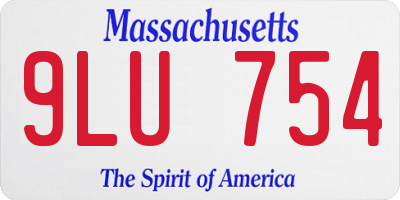 MA license plate 9LU754