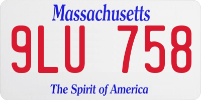 MA license plate 9LU758