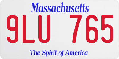 MA license plate 9LU765