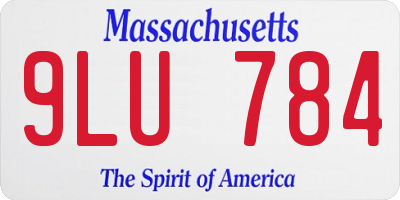 MA license plate 9LU784