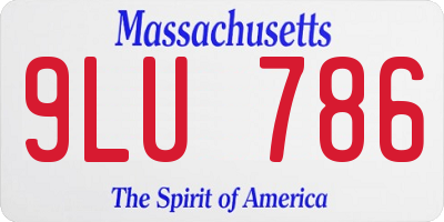 MA license plate 9LU786