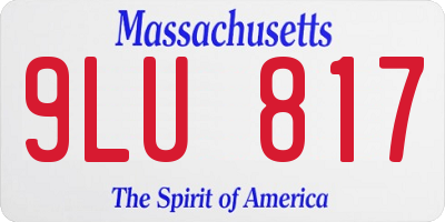 MA license plate 9LU817