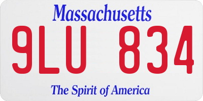 MA license plate 9LU834