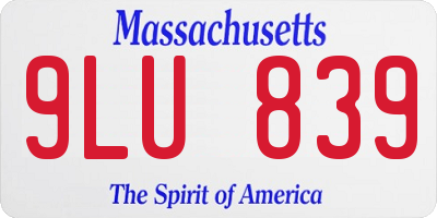 MA license plate 9LU839