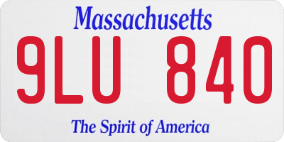 MA license plate 9LU840