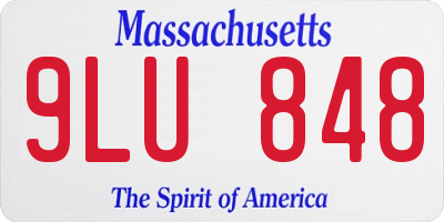 MA license plate 9LU848