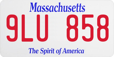 MA license plate 9LU858