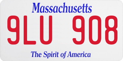 MA license plate 9LU908