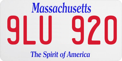MA license plate 9LU920