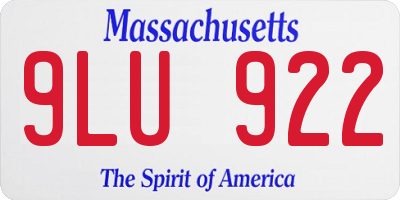 MA license plate 9LU922