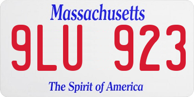 MA license plate 9LU923