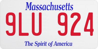 MA license plate 9LU924