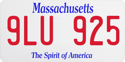 MA license plate 9LU925