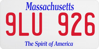 MA license plate 9LU926