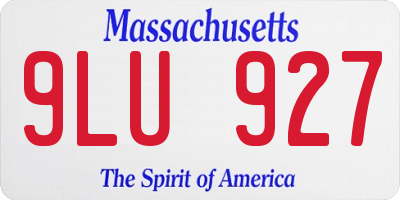 MA license plate 9LU927