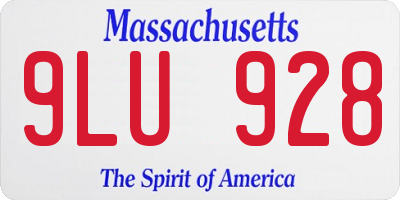 MA license plate 9LU928