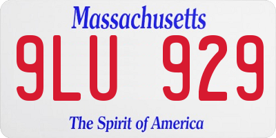 MA license plate 9LU929