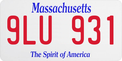 MA license plate 9LU931