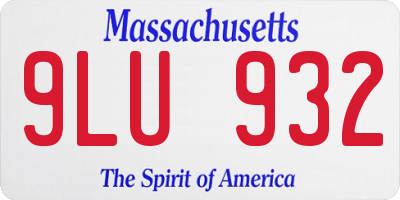 MA license plate 9LU932