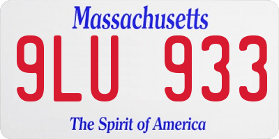 MA license plate 9LU933