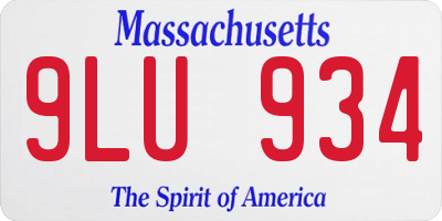 MA license plate 9LU934