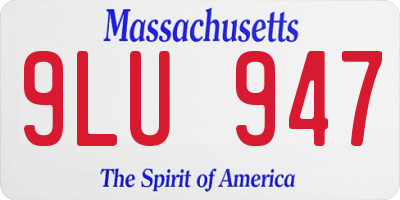 MA license plate 9LU947