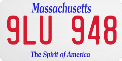 MA license plate 9LU948