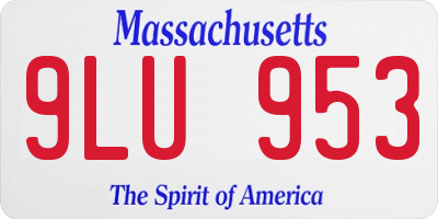 MA license plate 9LU953