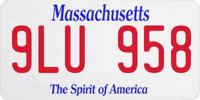 MA license plate 9LU958